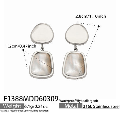 316L Stainless Steel 18K Gold PVD Light Luxury White Mother-of-Pearl Drop Earrings - Light Luxury White Mother-of-Pearl Drop Earrings 18K Gold PVD Niche Design Wholesale Stainless Steel Jewelry - Sensitive Skin Friendly - Detail 8