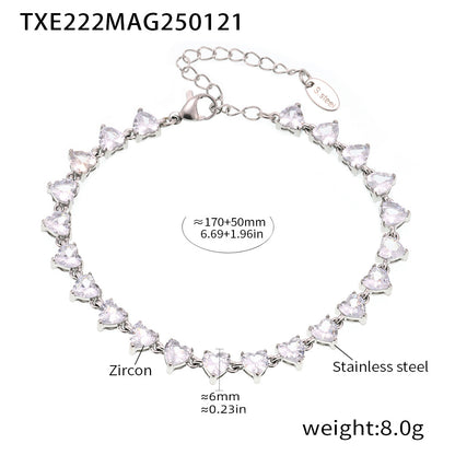 316L Stainless Steel 18K Gold PVD Love Heart 5A Zircon Necklace - Love Heart Zircon, Modern, Delicate, Hypoallergenic Wholesale Stainless Steel Jewelry - Sensitive Skin Friendly - Detail 1
