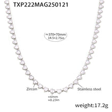 316L Stainless Steel 18K Gold PVD Love Heart 5A Zircon Necklace - Love Heart Zircon, Modern, Delicate, Hypoallergenic Wholesale Stainless Steel Jewelry - Sensitive Skin Friendly - Detail 11