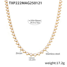 316L Stainless Steel 18K Gold PVD Love Heart 5A Zircon Necklace - Love Heart Zircon, Modern, Delicate, Hypoallergenic Wholesale Stainless Steel Jewelry - Sensitive Skin Friendly - Detail 2
