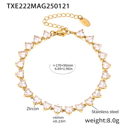 316L Stainless Steel 18K Gold PVD Love Heart 5A Zircon Necklace - Love Heart Zircon, Modern, Delicate, Hypoallergenic Wholesale Stainless Steel Jewelry - Sensitive Skin Friendly - Detail 4