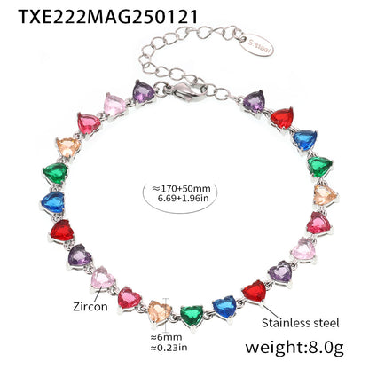 316L Stainless Steel 18K Gold PVD Love Heart 5A Zircon Necklace - Love Heart Zircon, Modern, Delicate, Hypoallergenic Wholesale Stainless Steel Jewelry - Sensitive Skin Friendly - Detail 8