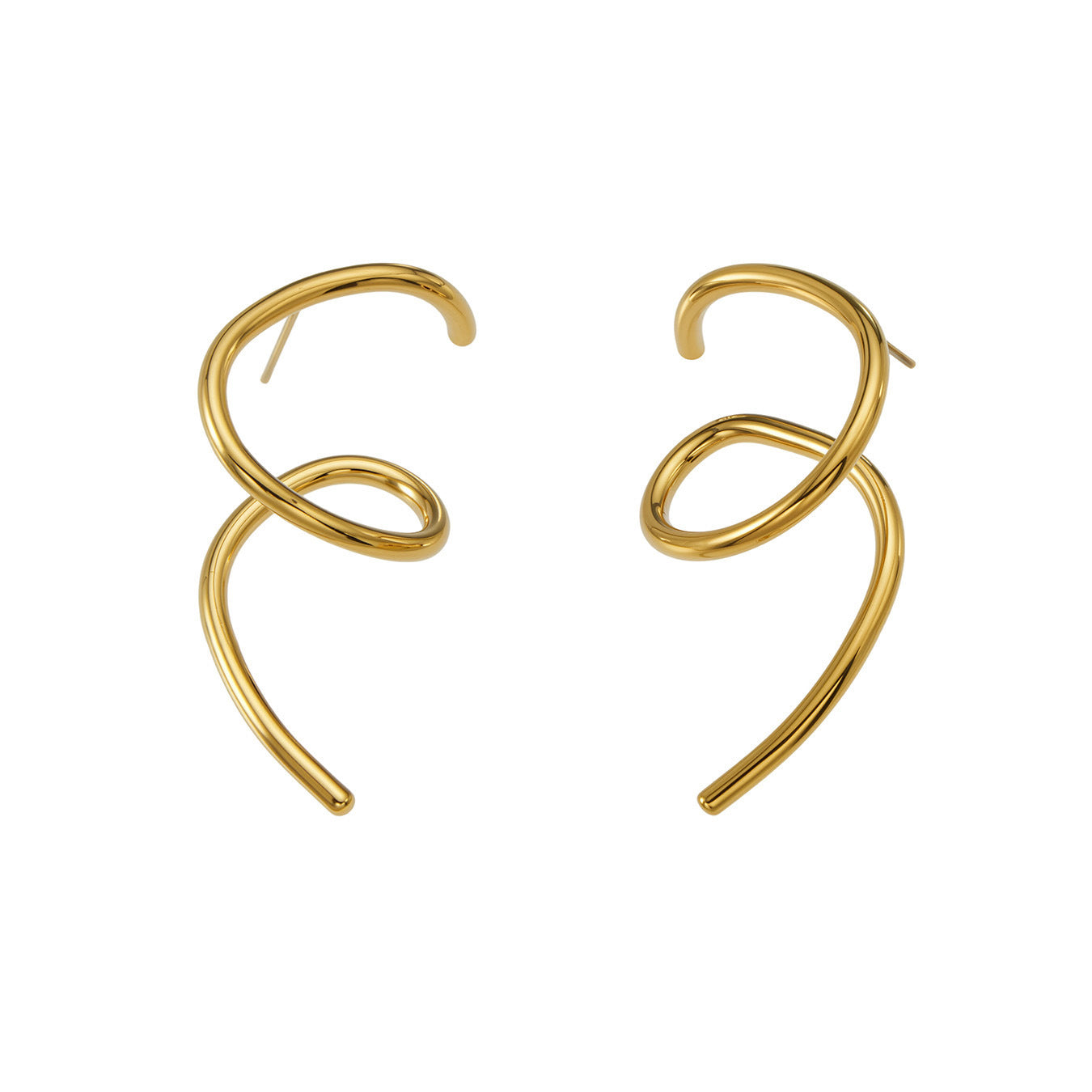 316L Stainless Steel 18K Gold PVD Matte Geometric Earrings - Matte Finish Geometric Modern Minimalist Wholesale Stainless Steel Jewelry - Sensitive Skin Friendly - Detail 1