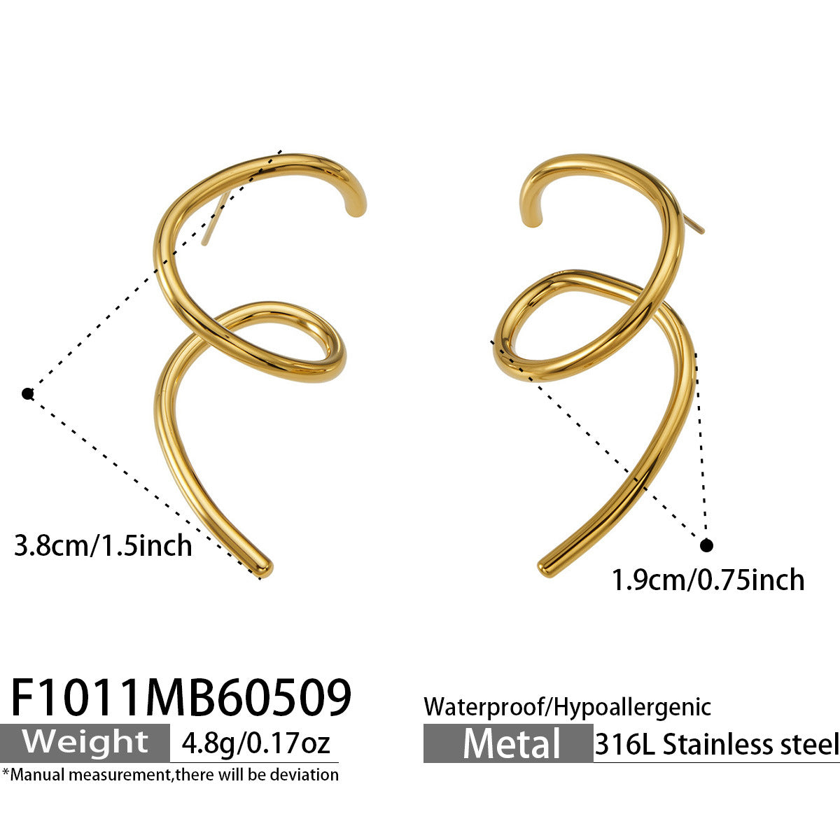 316L Stainless Steel 18K Gold PVD Matte Geometric Earrings - Matte Finish Geometric Modern Minimalist Wholesale Stainless Steel Jewelry - Sensitive Skin Friendly - Detail 11