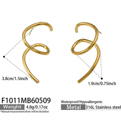 316L Stainless Steel 18K Gold PVD Matte Geometric Earrings - Matte Finish Geometric Modern Minimalist Wholesale Stainless Steel Jewelry - Sensitive Skin Friendly - Detail 11