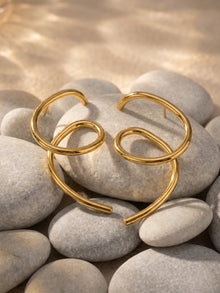 316L Stainless Steel 18K Gold PVD Matte Geometric Earrings - Matte Finish Geometric Modern Minimalist Wholesale Stainless Steel Jewelry - Sensitive Skin Friendly - Detail 13