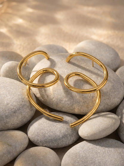 316L Stainless Steel 18K Gold PVD Matte Geometric Earrings - Matte Finish Geometric Modern Minimalist Wholesale Stainless Steel Jewelry - Sensitive Skin Friendly - Detail 13