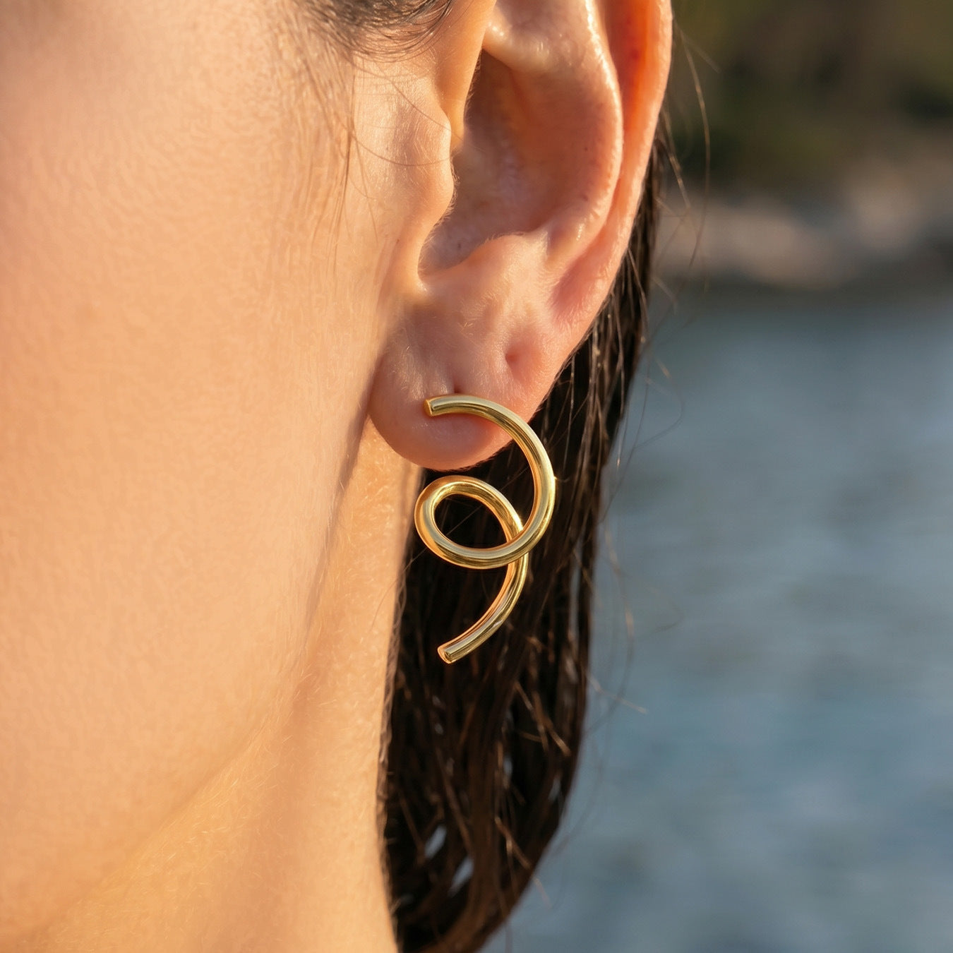 316L Stainless Steel 18K Gold PVD Matte Geometric Earrings - Matte Finish Geometric Modern Minimalist Wholesale Stainless Steel Jewelry - Sensitive Skin Friendly - Detail 14