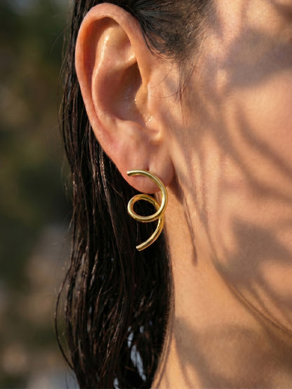 316L Stainless Steel 18K Gold PVD Matte Geometric Earrings - Matte Finish Geometric Modern Minimalist Wholesale Stainless Steel Jewelry - Sensitive Skin Friendly - Detail 15