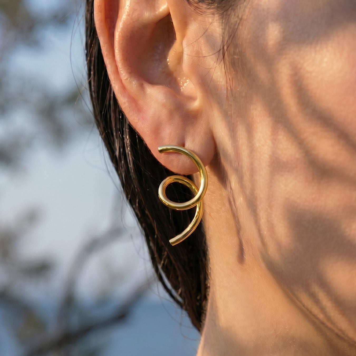 316L Stainless Steel 18K Gold PVD Matte Geometric Earrings - Matte Finish Geometric Modern Minimalist Wholesale Stainless Steel Jewelry - Sensitive Skin Friendly - Detail 17