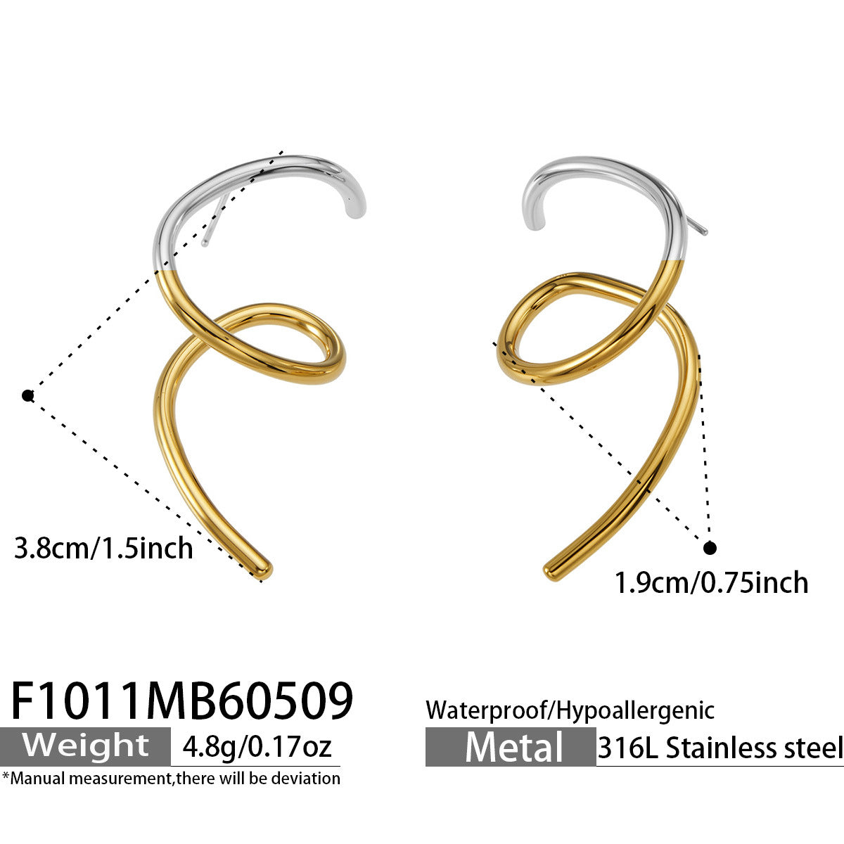 316L Stainless Steel 18K Gold PVD Matte Geometric Earrings - Matte Finish Geometric Modern Minimalist Wholesale Stainless Steel Jewelry - Sensitive Skin Friendly - Detail 3