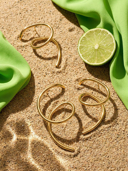 316L Stainless Steel 18K Gold PVD Matte Geometric Earrings - Matte Finish Geometric Modern Minimalist Wholesale Stainless Steel Jewelry - Sensitive Skin Friendly - Detail 4