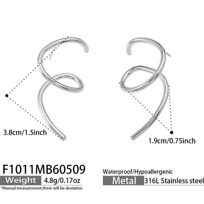 316L Stainless Steel 18K Gold PVD Matte Geometric Earrings - Matte Finish Geometric Modern Minimalist Wholesale Stainless Steel Jewelry - Sensitive Skin Friendly - Detail 5