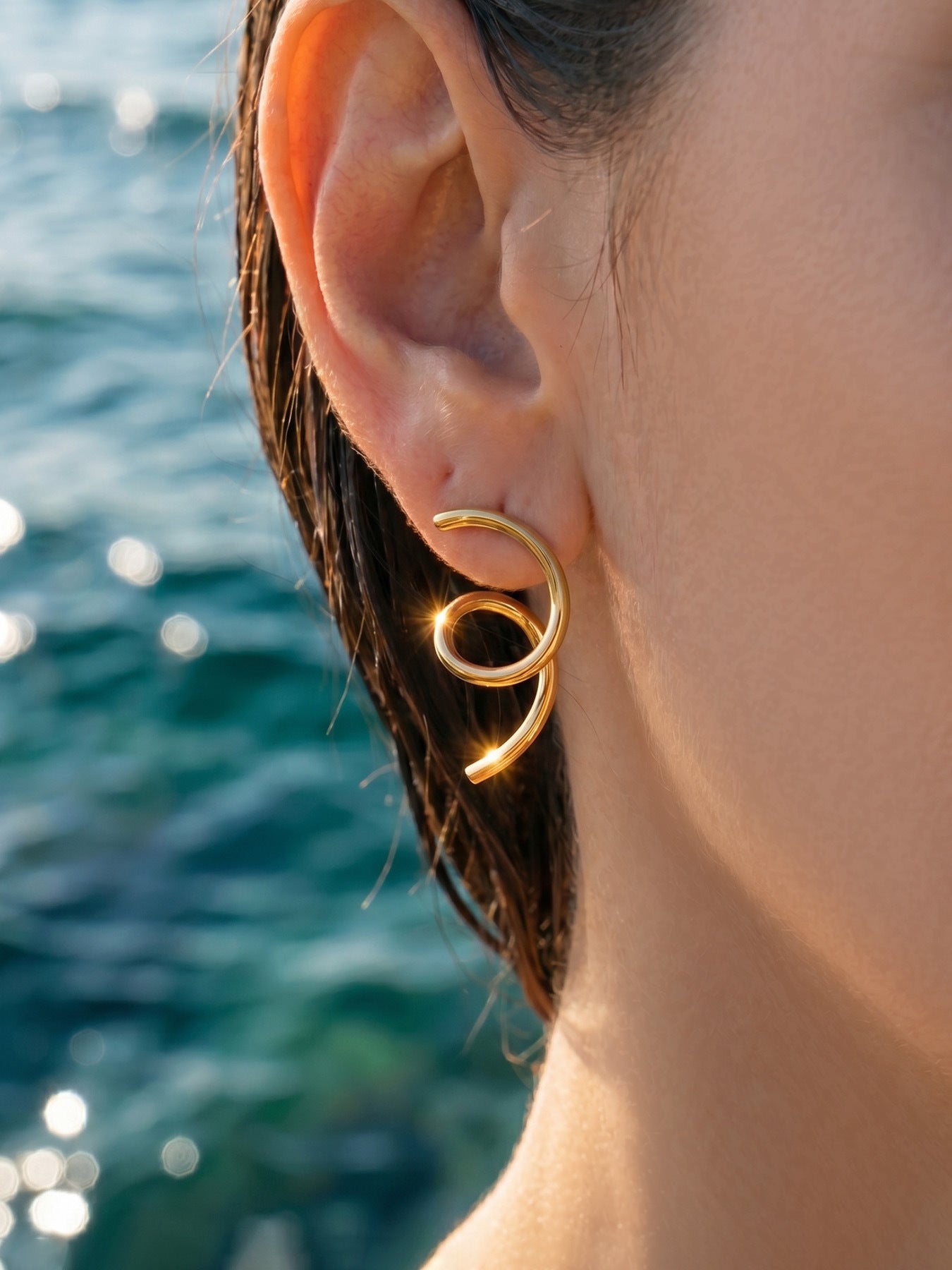 316L Stainless Steel 18K Gold PVD Matte Geometric Earrings - Matte Finish Geometric Modern Minimalist Wholesale Stainless Steel Jewelry - Sensitive Skin Friendly - Detail 6