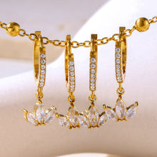 316L Stainless Steel 18K Gold PVD Micro Paved Clover Zircon Earrings - Micro Paved Clover Zircon Gold Earrings Wholesale Stainless Steel Jewelry - Sensitive Skin Friendly - Detail 8
