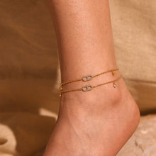 316L Stainless Steel 18K Gold PVD Minimalist Bar Zircon Anklet - Minimalist Bar Zircon Gold Anklet Wholesale Stainless Steel Jewelry - Sensitive Skin Friendly - Detail 2