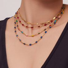 316L Stainless Steel 18K Gold PVD Minimalist Dopamine Color-Block Enamel Necklace & Bracelet Set - Dopamine Color-Block, Enamel, Minimalist, Modern, Stainless Steel, Gold Plated, Necklace, Bracelet Set Sensitive Skin Friendly - Detail 4