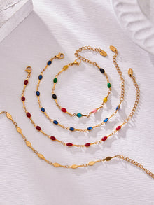 316L Stainless Steel 18K Gold PVD Minimalist Dopamine Color-Block Enamel Necklace & Bracelet Set - Dopamine Color-Block, Enamel, Minimalist, Modern, Stainless Steel, Gold Plated, Necklace, Bracelet Set Sensitive Skin Friendly - Detail 5