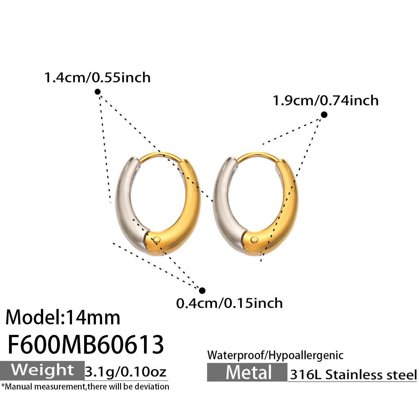 316L Stainless Steel 18K Gold PVD Minimalist Earrings - Minimalist Stylish Steel Earrings Wholesale Stainless Steel Jewelry - Sensitive Skin Friendly - Detail 11