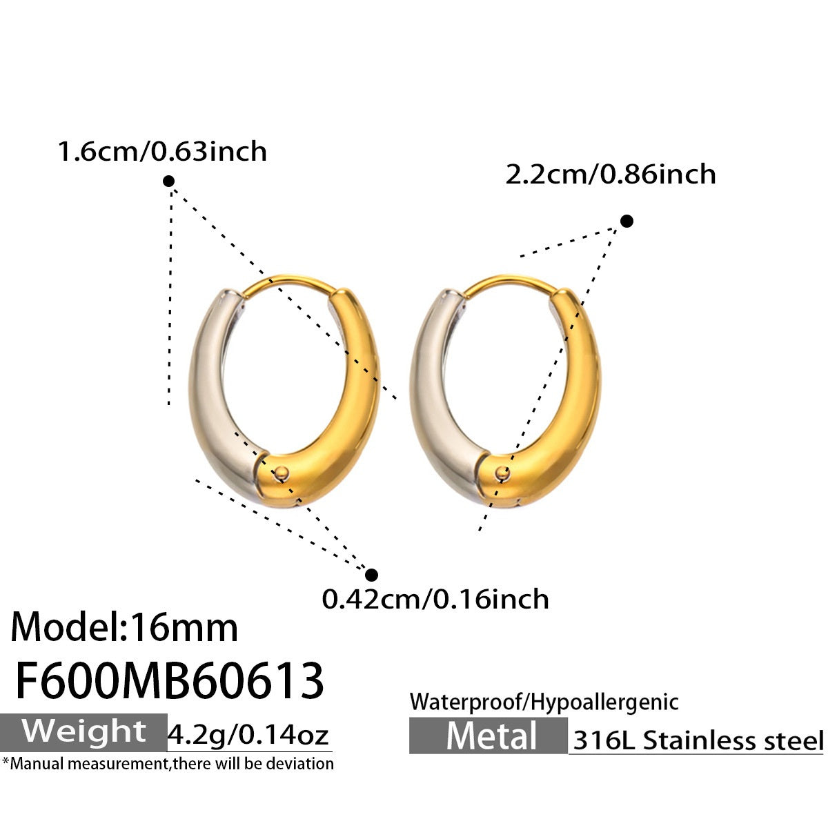 316L Stainless Steel 18K Gold PVD Minimalist Earrings - Minimalist Stylish Steel Earrings Wholesale Stainless Steel Jewelry - Sensitive Skin Friendly - Detail 12