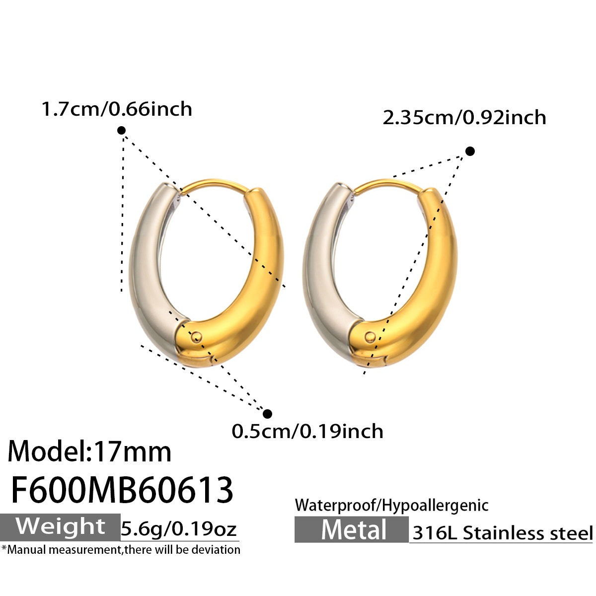 316L Stainless Steel 18K Gold PVD Minimalist Earrings - Minimalist Stylish Steel Earrings Wholesale Stainless Steel Jewelry - Sensitive Skin Friendly - Detail 13