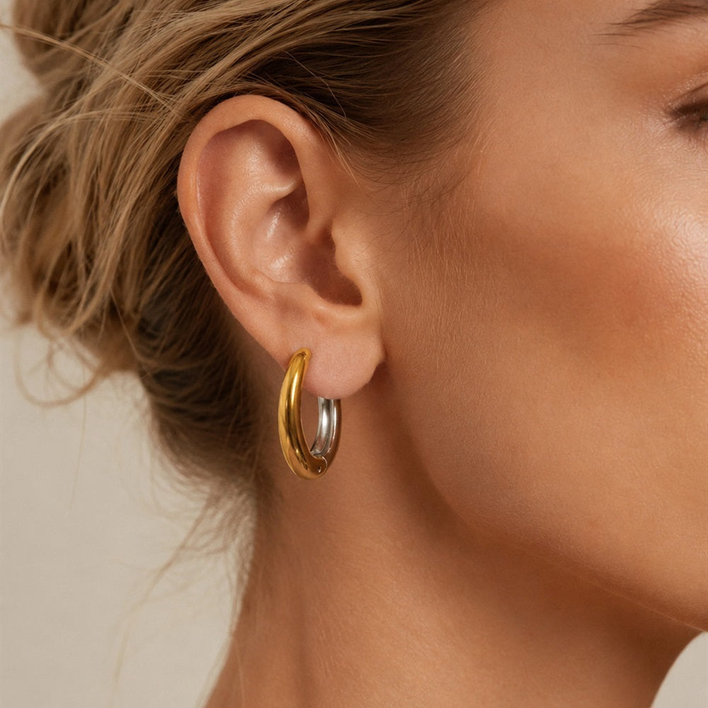 316L Stainless Steel 18K Gold PVD Minimalist Earrings - Minimalist Stylish Steel Earrings Wholesale Stainless Steel Jewelry - Sensitive Skin Friendly - Detail 2