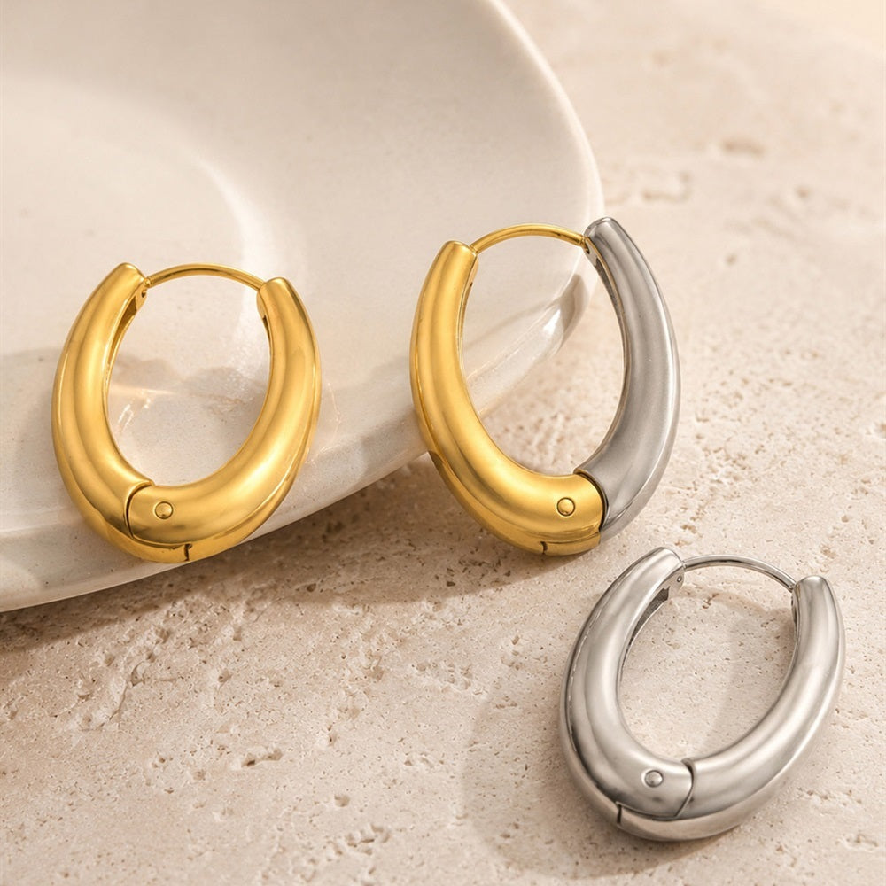 316L Stainless Steel 18K Gold PVD Minimalist Earrings - Minimalist Stylish Steel Earrings Wholesale Stainless Steel Jewelry - Sensitive Skin Friendly - Detail 3