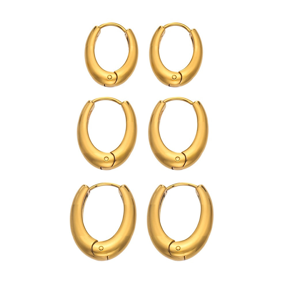 316L Stainless Steel 18K Gold PVD Minimalist Earrings - Minimalist Stylish Steel Earrings Wholesale Stainless Steel Jewelry - Sensitive Skin Friendly - Detail 4