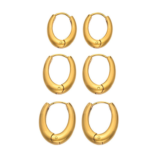 316L Stainless Steel 18K Gold PVD Minimalist Earrings - Minimalist Stylish Steel Earrings Wholesale Stainless Steel Jewelry - Sensitive Skin Friendly - Detail 4