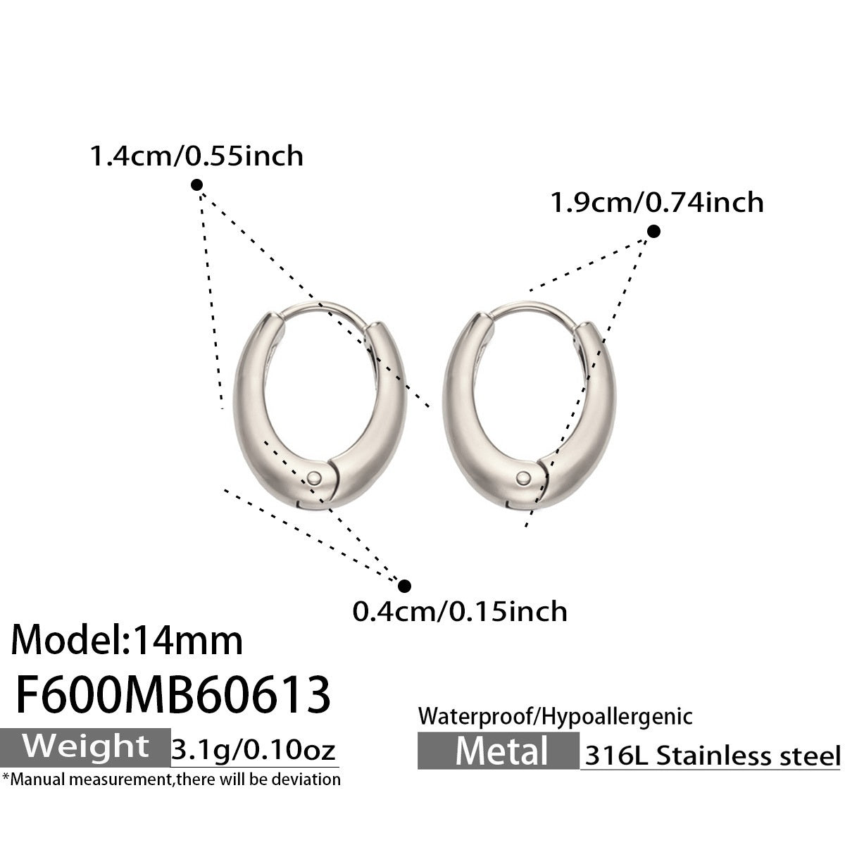 316L Stainless Steel 18K Gold PVD Minimalist Earrings - Minimalist Stylish Steel Earrings Wholesale Stainless Steel Jewelry - Sensitive Skin Friendly - Detail 5