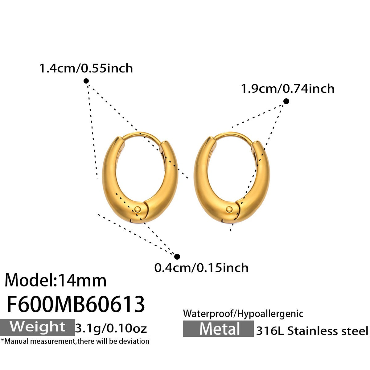316L Stainless Steel 18K Gold PVD Minimalist Earrings - Minimalist Stylish Steel Earrings Wholesale Stainless Steel Jewelry - Sensitive Skin Friendly - Detail 8