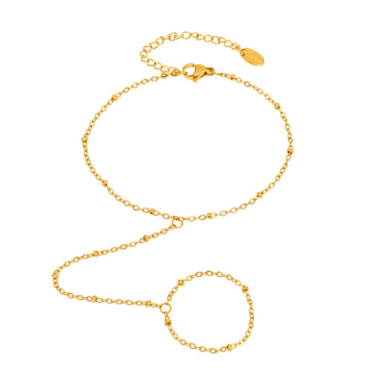 316L Stainless Steel 18K Gold PVD Minimalist Finger Chain Bracelet - Minimalist Gold Finger Chain, European Ins Style Wholesale Stainless Steel Jewelry - Sensitive Skin Friendly - Detail 10