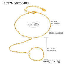 316L Stainless Steel 18K Gold PVD Minimalist Finger Chain Bracelet - Minimalist Gold Finger Chain, European Ins Style Wholesale Stainless Steel Jewelry - Sensitive Skin Friendly - Detail 7
