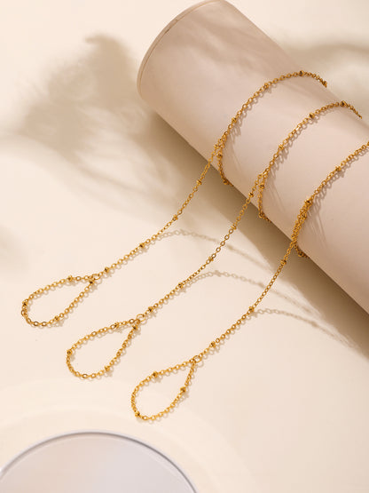 316L Stainless Steel 18K Gold PVD Minimalist Finger Chain Bracelet - Minimalist Gold Finger Chain, European Ins Style Wholesale Stainless Steel Jewelry - Sensitive Skin Friendly - Detail 8
