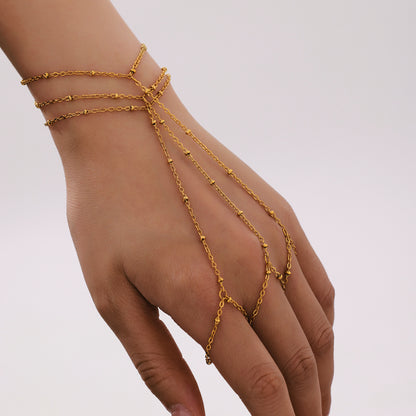 316L Stainless Steel 18K Gold PVD Minimalist Finger Chain Bracelet - Minimalist Gold Finger Chain, European Ins Style Wholesale Stainless Steel Jewelry - Sensitive Skin Friendly - Detail 9