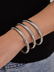 316L Stainless Steel 18K Gold PVD Minimalist Geometric Zircon Bangle - Minimalist Geometric Zircon Bangle Wholesale Stainless Steel Jewelry - Sensitive Skin Friendly - Detail 12