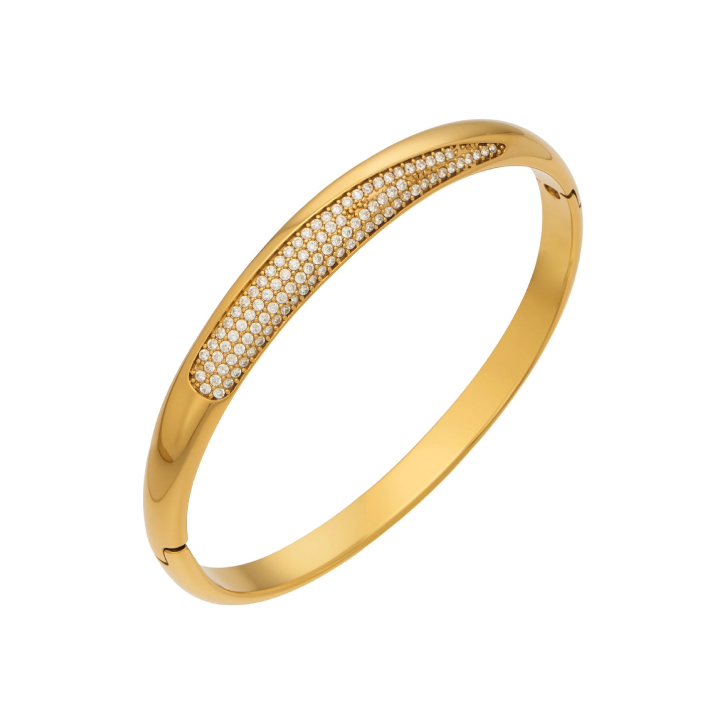316L Stainless Steel 18K Gold PVD Minimalist Geometric Zircon Bangle - Minimalist Geometric Zircon Bangle Wholesale Stainless Steel Jewelry - Sensitive Skin Friendly - Detail 14