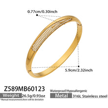316L Stainless Steel 18K Gold PVD Minimalist Geometric Zircon Bangle - Minimalist Geometric Zircon Bangle Wholesale Stainless Steel Jewelry - Sensitive Skin Friendly - Detail 8