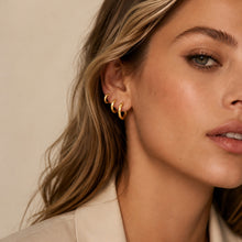 316L Stainless Steel 18K Gold PVD Minimalist Hammered Hoop Earrings - Minimalist Hammered Hoop, Gold Accent, Modern Design Wholesale Stainless Steel Jewelry - Sensitive Skin Friendly - Detail 10