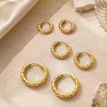 316L Stainless Steel 18K Gold PVD Minimalist Hammered Hoop Earrings - Minimalist Hammered Hoop, Gold Accent, Modern Design Wholesale Stainless Steel Jewelry - Sensitive Skin Friendly - Detail 3