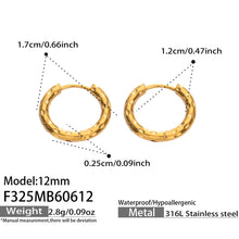 316L Stainless Steel 18K Gold PVD Minimalist Hammered Hoop Earrings - Minimalist Hammered Hoop, Gold Accent, Modern Design Wholesale Stainless Steel Jewelry - Sensitive Skin Friendly - Detail 7