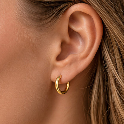 316L Stainless Steel 18K Gold PVD Minimalist Hoop Earrings - Minimalist Hoop Stylish Earrings Wholesale Stainless Steel Jewelry - Sensitive Skin Friendly - Detail 1