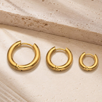 316L Stainless Steel 18K Gold PVD Minimalist Hoop Earrings - Minimalist Hoop Stylish Earrings Wholesale Stainless Steel Jewelry - Sensitive Skin Friendly - Detail 12