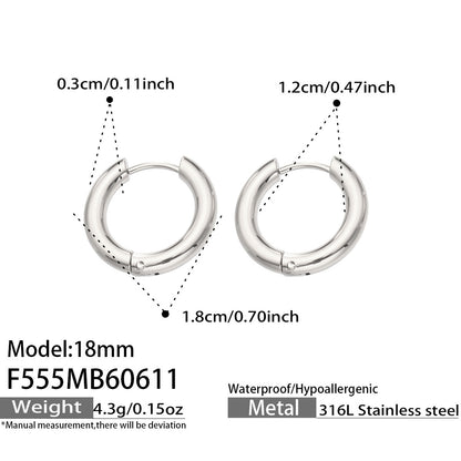316L Stainless Steel 18K Gold PVD Minimalist Hoop Earrings - Minimalist Hoop Stylish Earrings Wholesale Stainless Steel Jewelry - Sensitive Skin Friendly - Detail 15