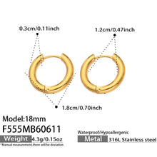 316L Stainless Steel 18K Gold PVD Minimalist Hoop Earrings - Minimalist Hoop Stylish Earrings Wholesale Stainless Steel Jewelry - Sensitive Skin Friendly - Detail 17