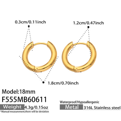 316L Stainless Steel 18K Gold PVD Minimalist Hoop Earrings - Minimalist Hoop Stylish Earrings Wholesale Stainless Steel Jewelry - Sensitive Skin Friendly - Detail 17