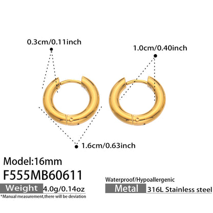 316L Stainless Steel 18K Gold PVD Minimalist Hoop Earrings - Minimalist Hoop Stylish Earrings Wholesale Stainless Steel Jewelry - Sensitive Skin Friendly - Detail 18