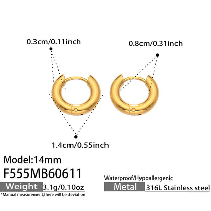 316L Stainless Steel 18K Gold PVD Minimalist Hoop Earrings - Minimalist Hoop Stylish Earrings Wholesale Stainless Steel Jewelry - Sensitive Skin Friendly - Detail 3