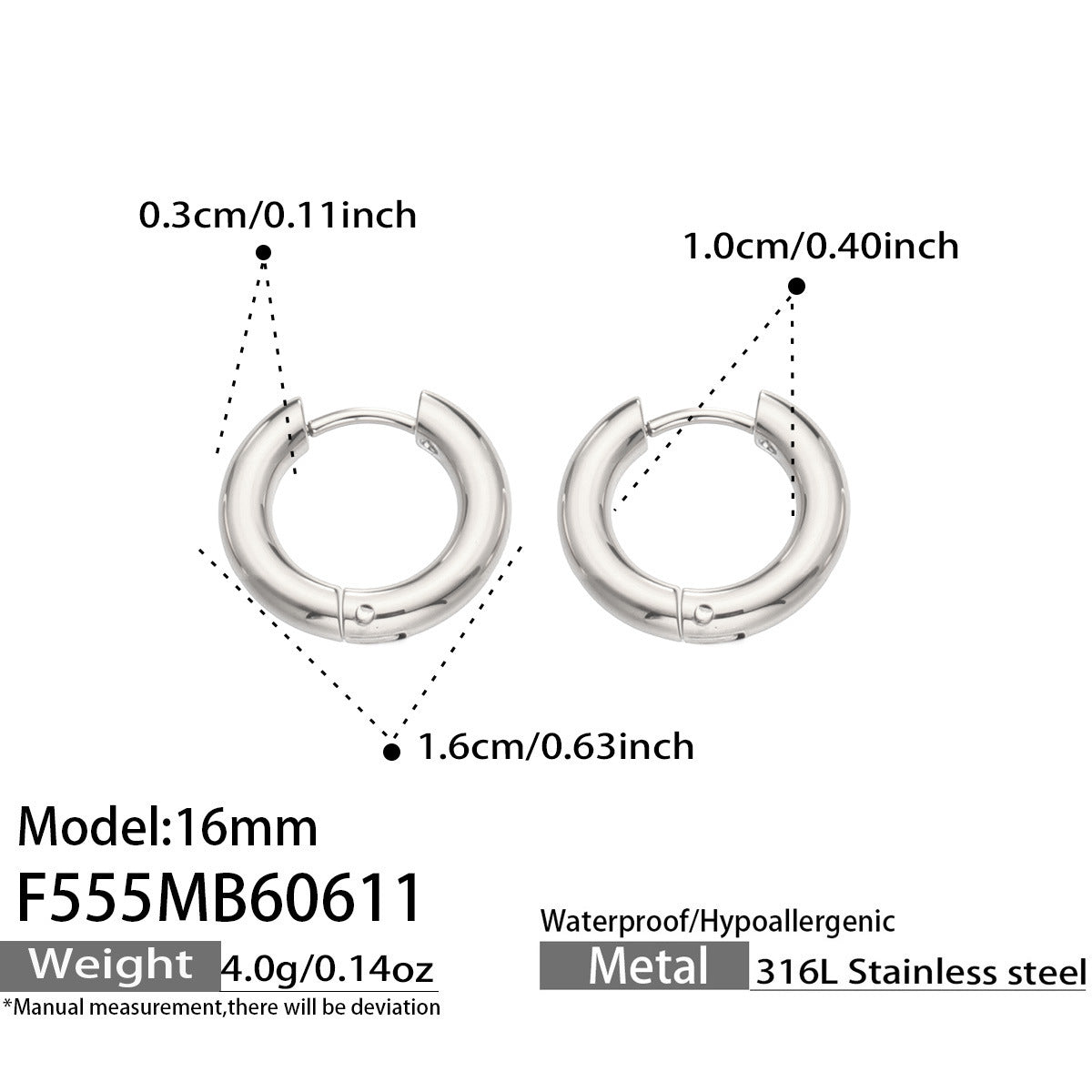 316L Stainless Steel 18K Gold PVD Minimalist Hoop Earrings - Minimalist Hoop Stylish Earrings Wholesale Stainless Steel Jewelry - Sensitive Skin Friendly - Detail 7