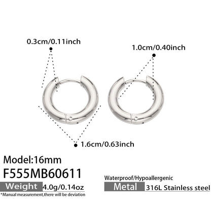 316L Stainless Steel 18K Gold PVD Minimalist Hoop Earrings - Minimalist Hoop Stylish Earrings Wholesale Stainless Steel Jewelry - Sensitive Skin Friendly - Detail 7